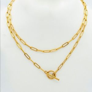 New link chain / paper clip layered necklace